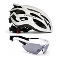 Ventoux Air cykelhjelm (mat hvid metal) + Titan cykelbrille (hvid/sort)