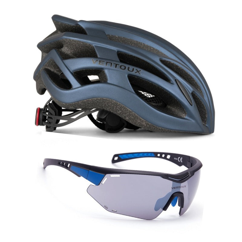 Ventoux Air cykelhjelm (mat blå metal) + Titan cykelbrille (sort/blå)