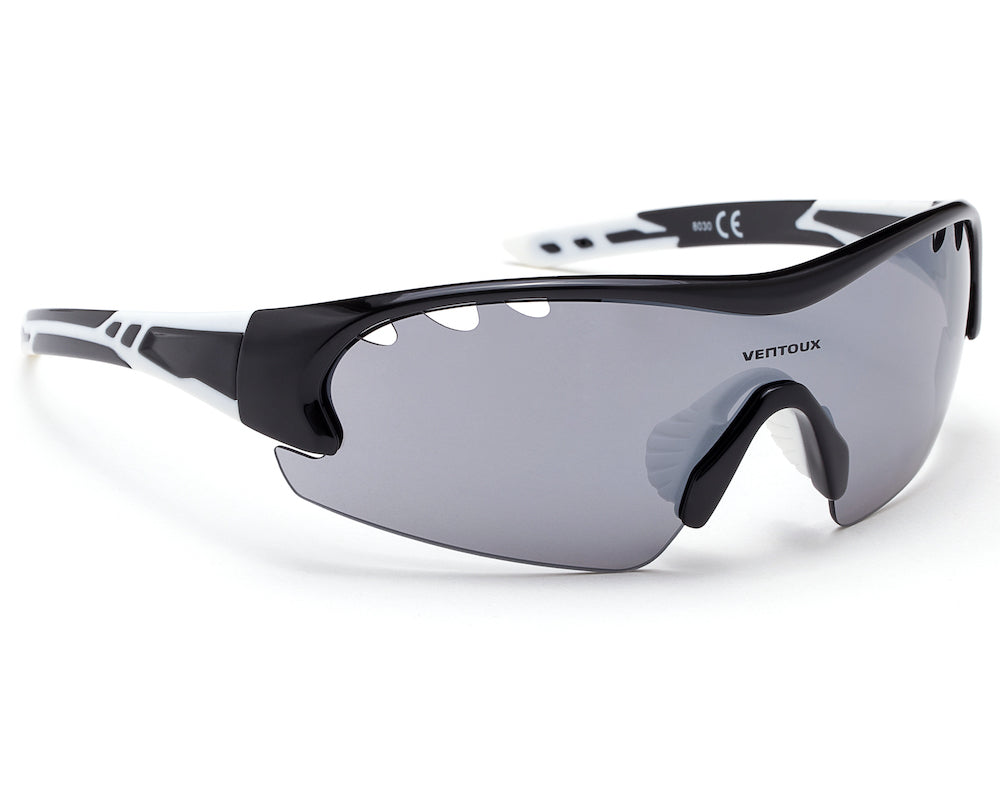 Ventoux Avenger cykelbrille, 3 linser, sort/hvid