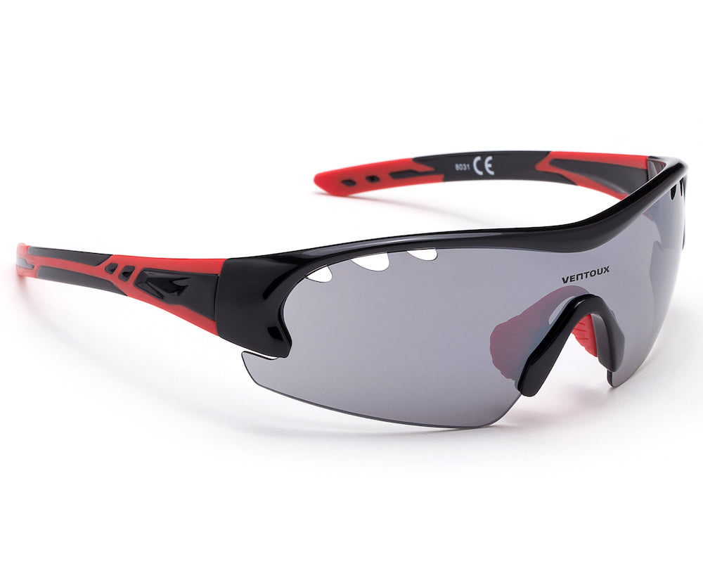 Ventoux Avenger cykelbrille, 3 linser, rød/sort