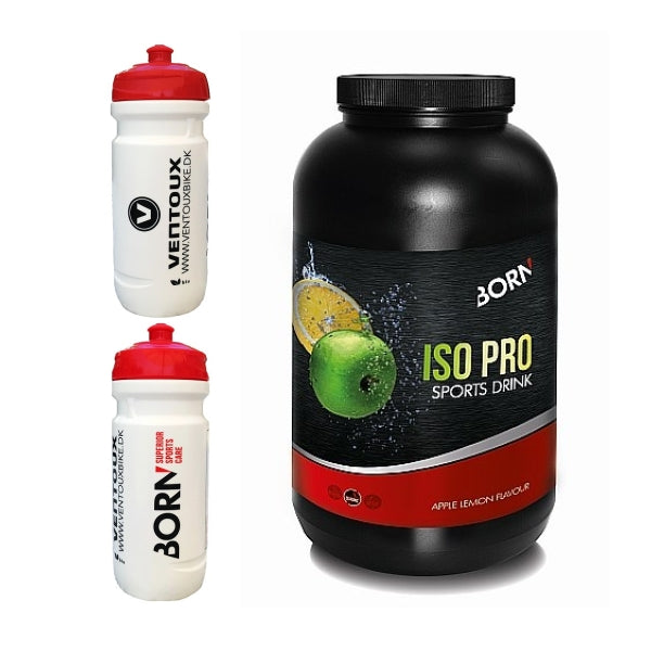 BORN Iso Pro 2:1 energidrik, æble/lemon, 2000 g + 2 flasker