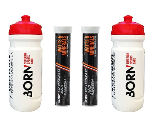 2 x 20 BORN Watt & Minerals + 2 x Drikkeflaske ORANGE