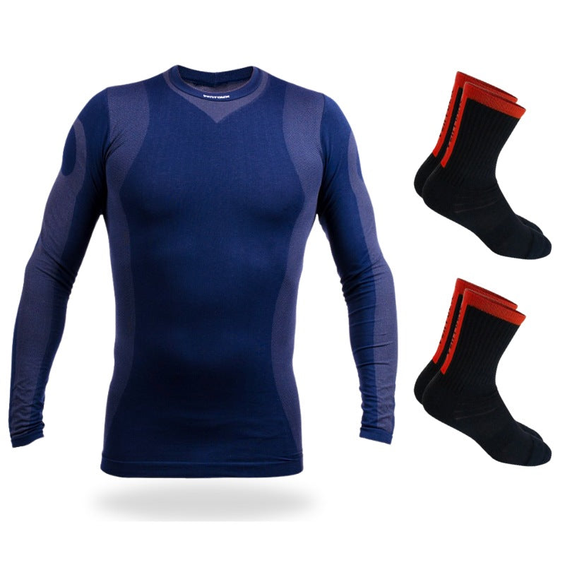 Ventoux Layer One LS svedundertrøje (navy) + 2 par Thermolite vinterstrømper (sort/rød)