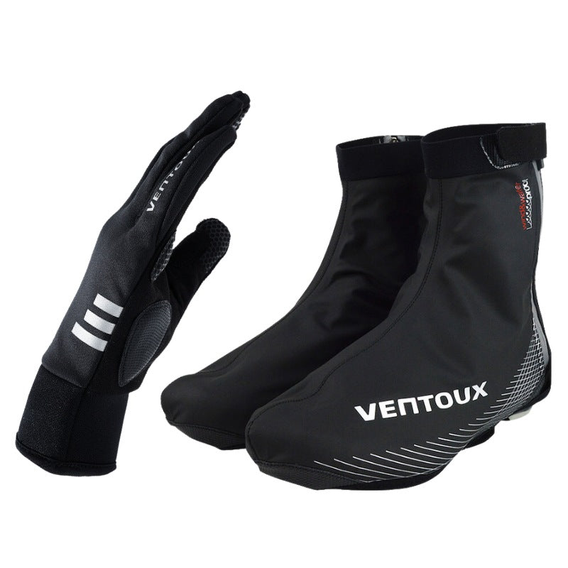 Ventoux Max Dry skoovertræk, sort + Storm II cykelhandske, sort