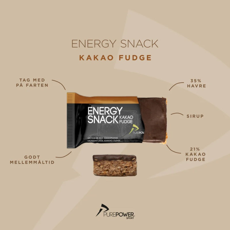 PurePower Energy Snack Bar, Kakao Fudge, 60 gram
