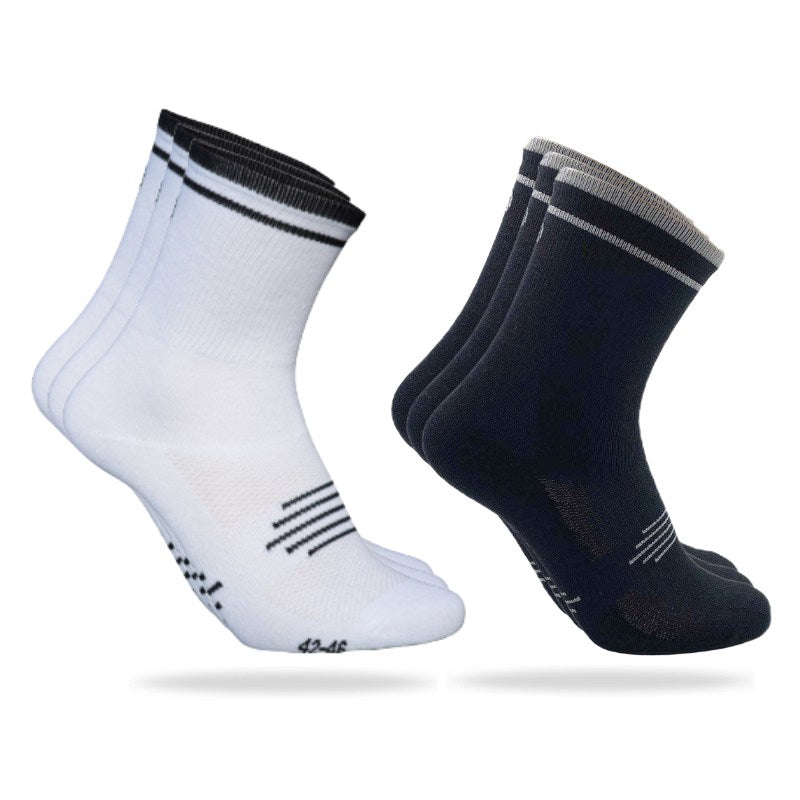 2 x 3 par Ventoux Coolmax High Cut Bike Socks, hvide og sorte