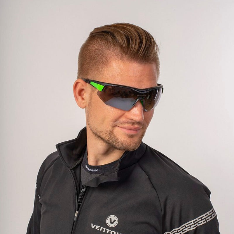 Ventoux Titan cykelbrille,  mat sort/grøn