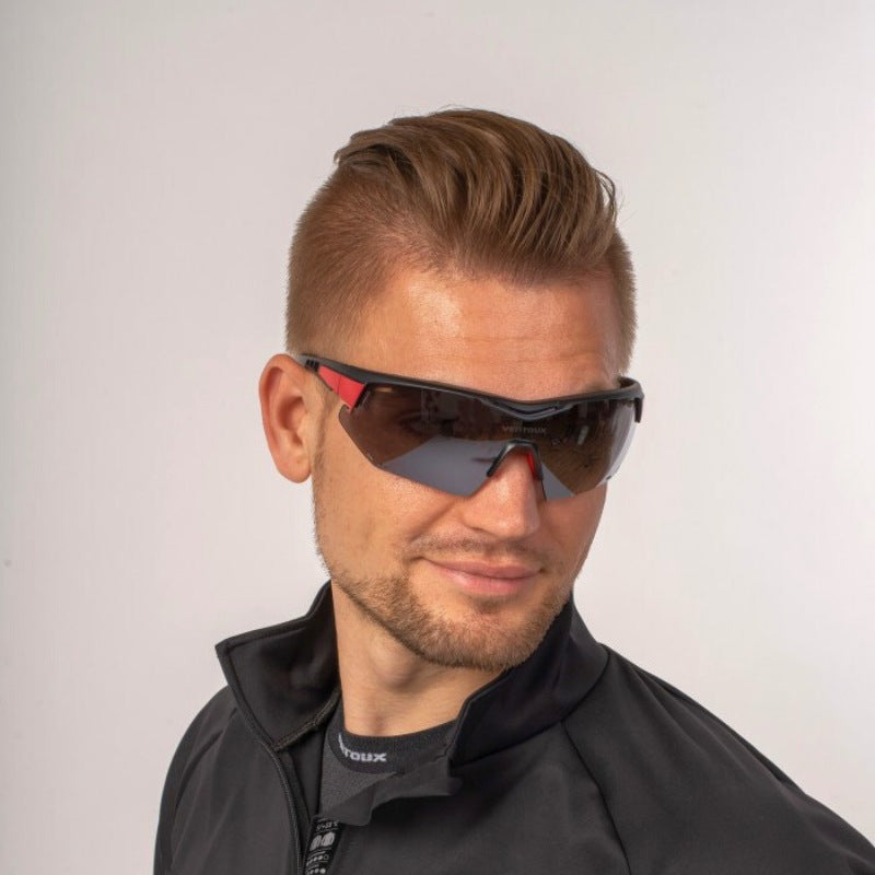 Ventoux Titan cykelbrille,  mat sort/rød