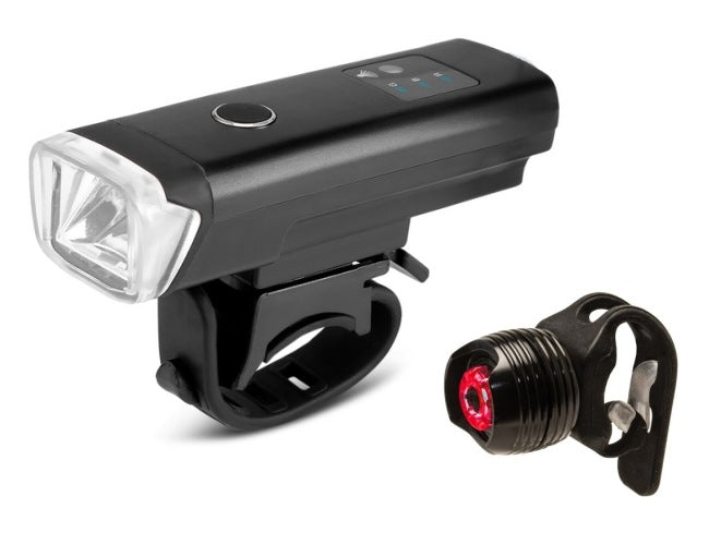 Ventoux Braviga USB forlygte 300 lumen + Micro LED baglygte