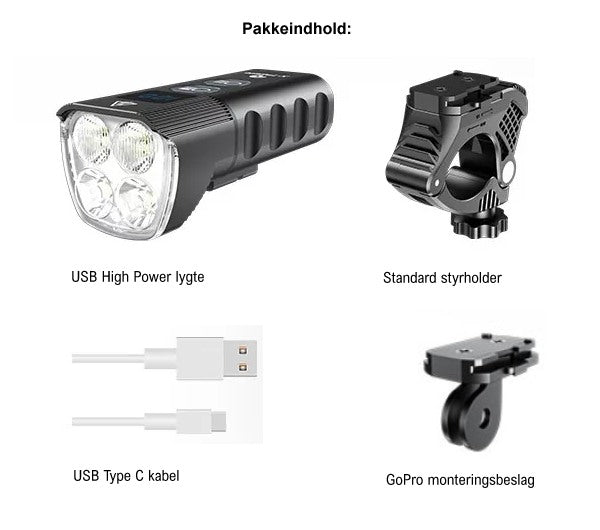 Ventoux USB High Power Alu forlygte 1600 lumen